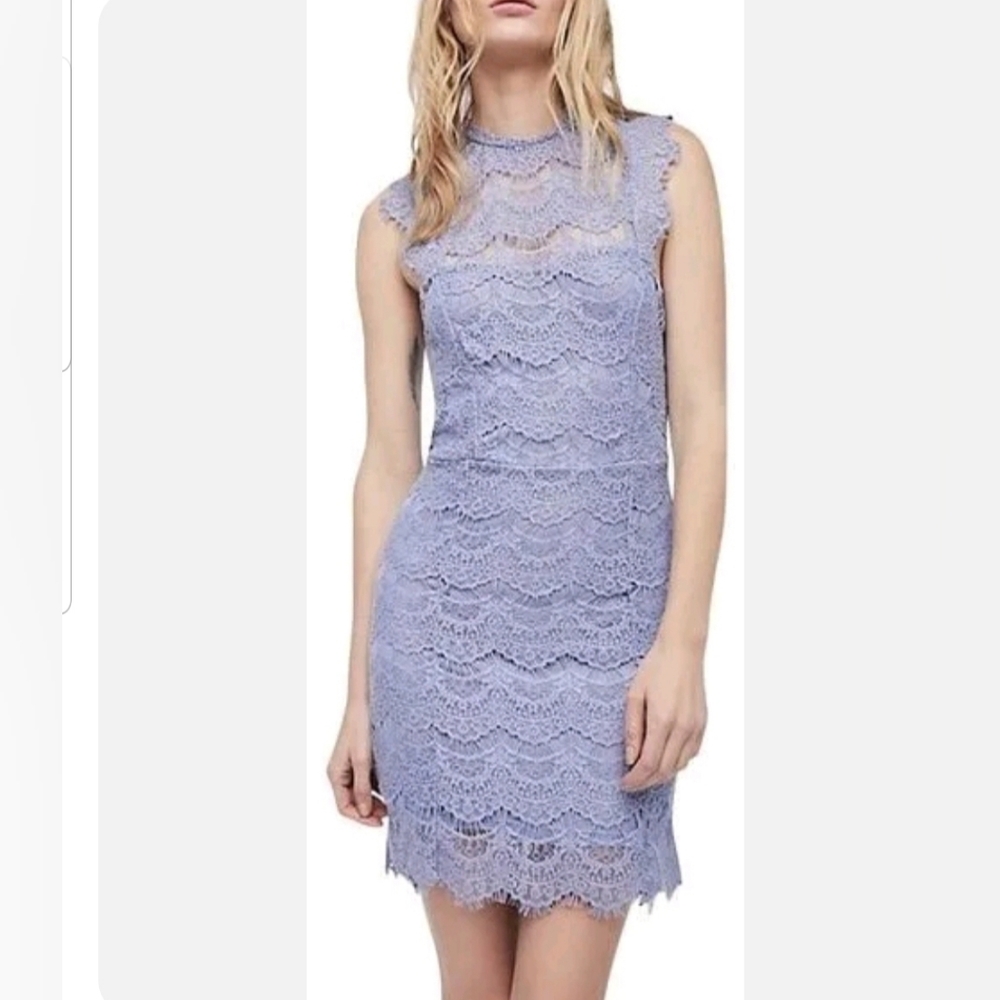 New Free People Blue Daydream Lace Dress Open Back Cocktail Sheath Medium